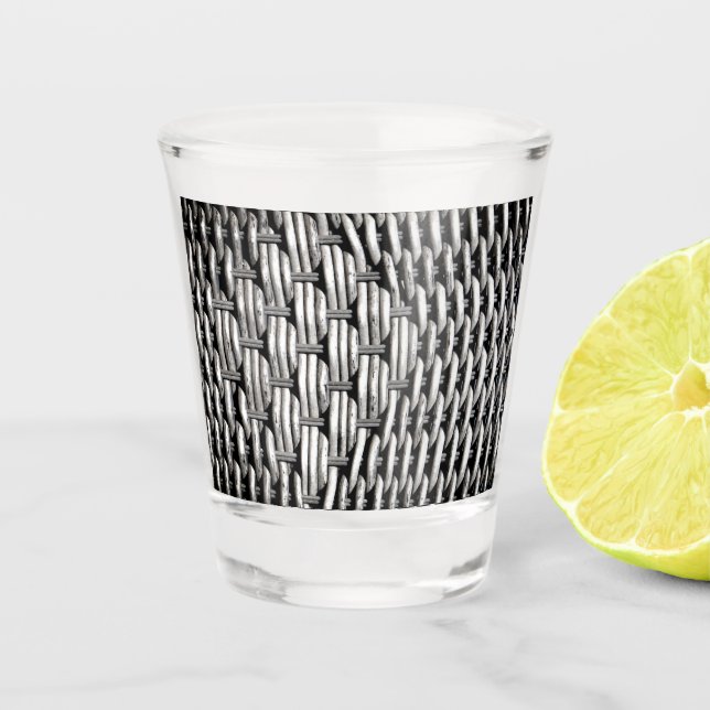 Gray Woven Texture – Modern Abstract Pattern Shot Glass (Front)