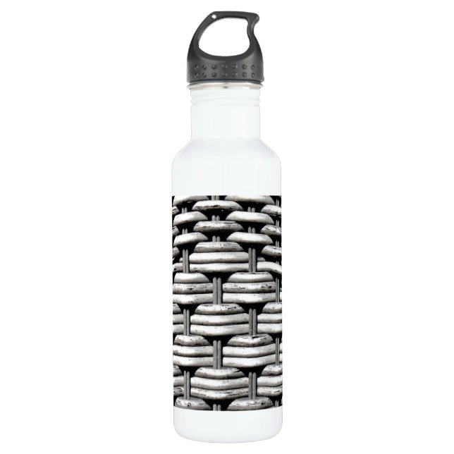 Gray Woven Texture – Modern Abstract Pattern Stainless Steel Water Bottle (Front)