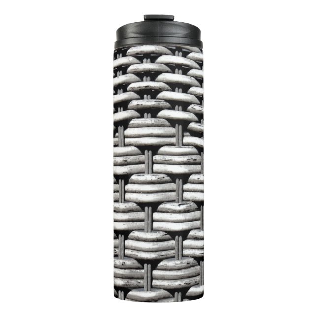 Gray Woven Texture – Modern Abstract Pattern Thermal Tumbler (Front)