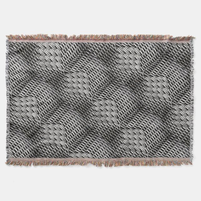 Gray Woven Texture – Modern Abstract Pattern Throw Blanket (Front)