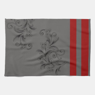 Gray x Red Kitchen Towel