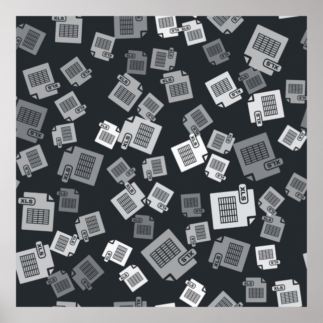 Gray XLS file document. Download xls button icon i Poster (Front)