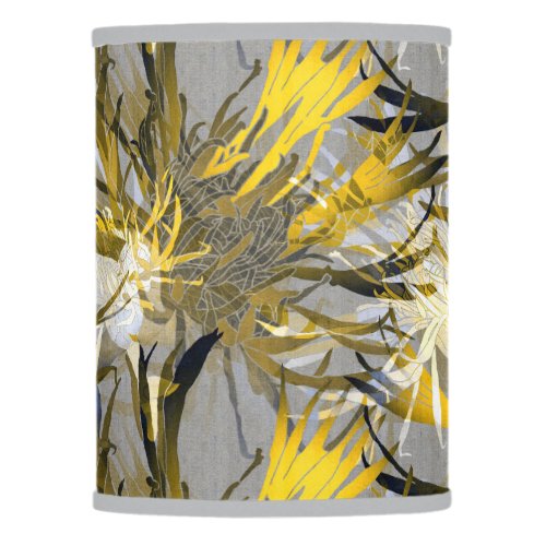 Gray Yellow Abstract Floral Lamp Shade