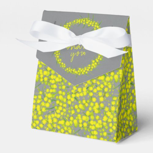 Gray yellow acacia wattle art thank you gift favor boxes