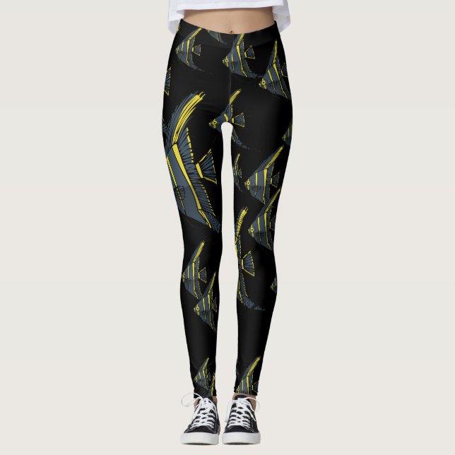 Gray & Yellow Angelfish Leggings (Front)