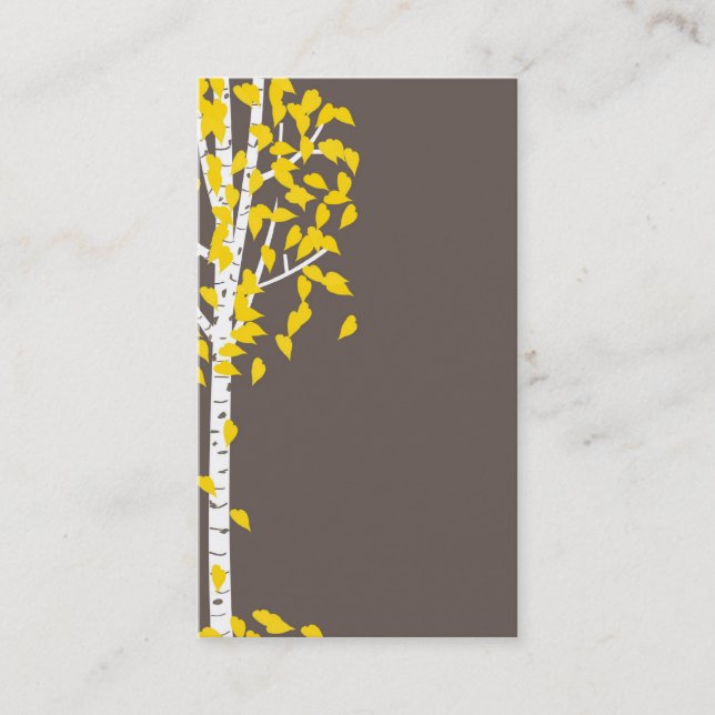Gray Yellow Aspen Tree Business Cards (Front)