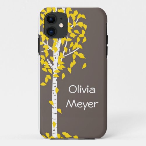 Gray Yellow Aspen Tree iPhone case