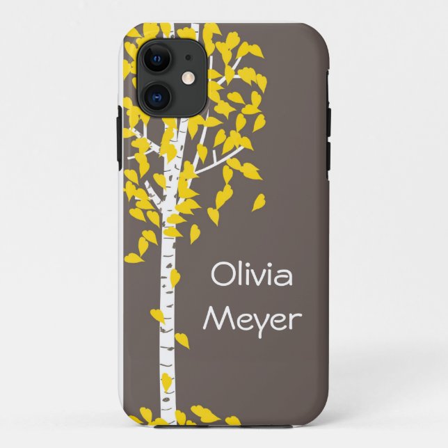 Gray Yellow Aspen Tree iPhone case (Back)
