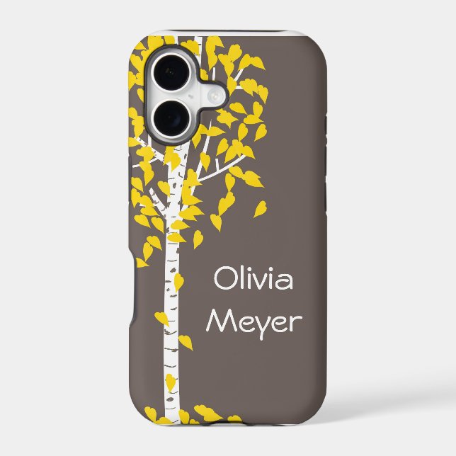 Gray Yellow Aspen Tree iPhone case (Back)