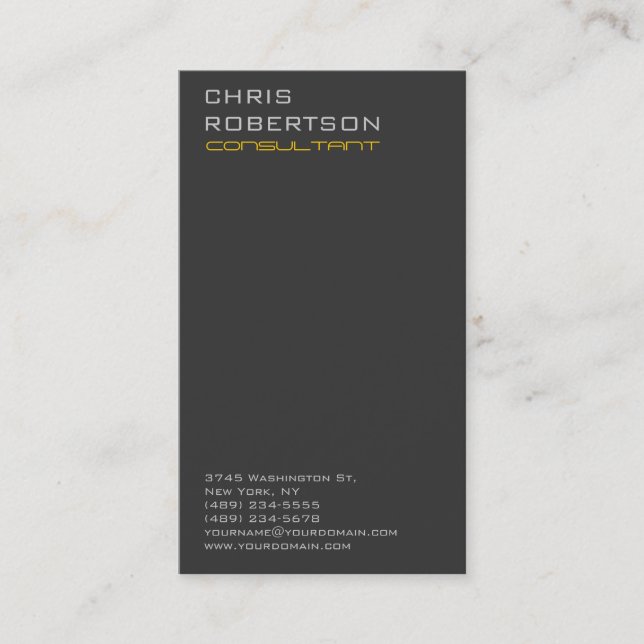 Gray Yellow Attractive Charming Business Card (Front)