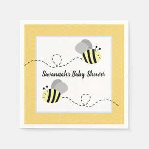 Gray Yellow Bumble Bee Customized Napkins