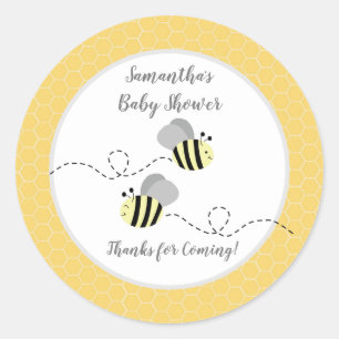 Gray Yellow Bumble Bee Favor Sticker