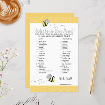 Gray Yellow Bumble Bee What's In Your Purse Game by allpetscherished at Zazzle