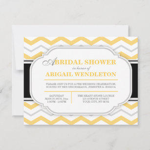 Gray & Yellow Chevron Bridal Shower Invitations