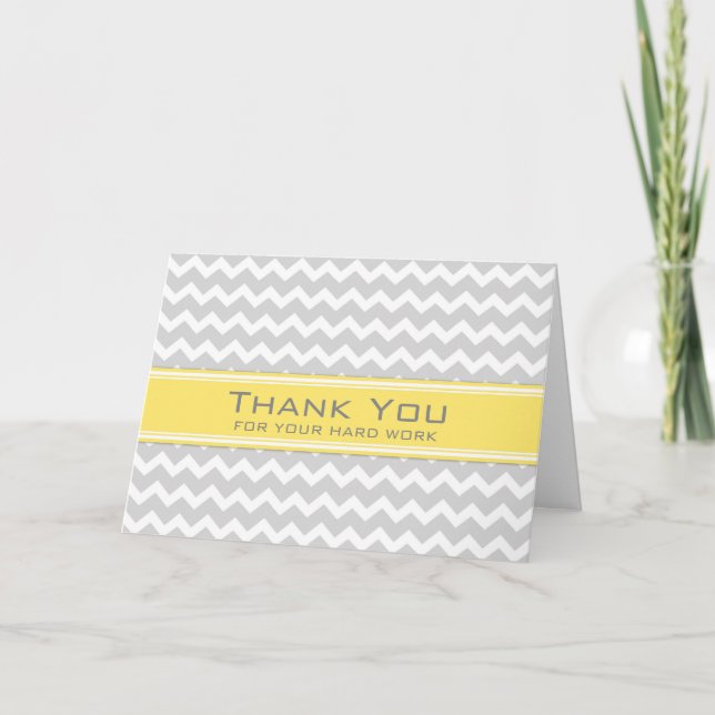 Gray Yellow Chevron Employee Anniversary Card (Front)