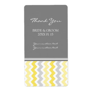 Gray Yellow Chevron Wedding Labels