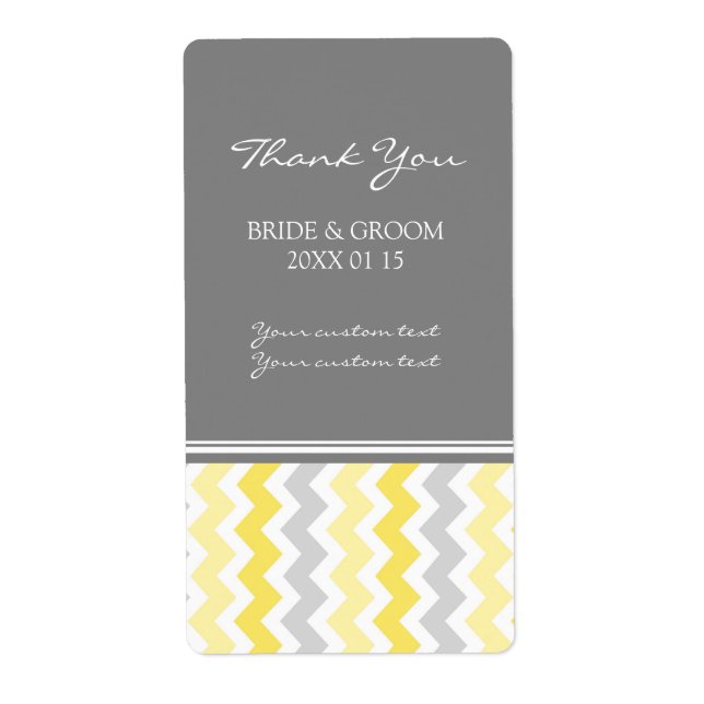 Gray Yellow Chevron Wedding Labels (Front)