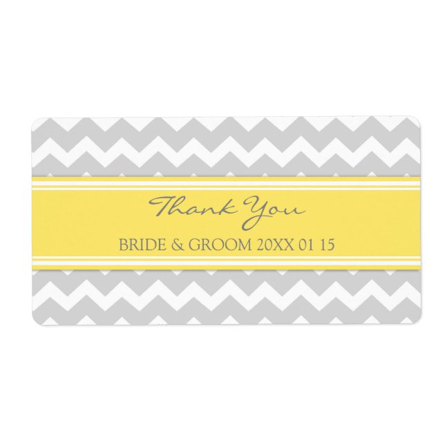 Gray Yellow Chevron Wedding Labels (Front)