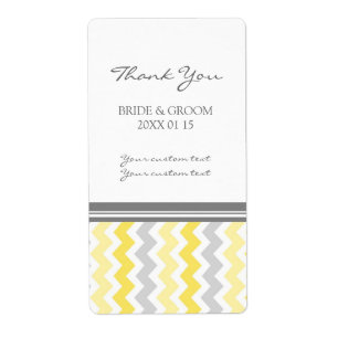 Gray Yellow Chevron Wedding Labels