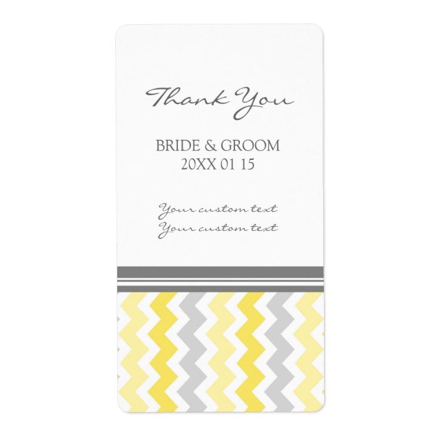Gray Yellow Chevron Wedding Labels (Front)