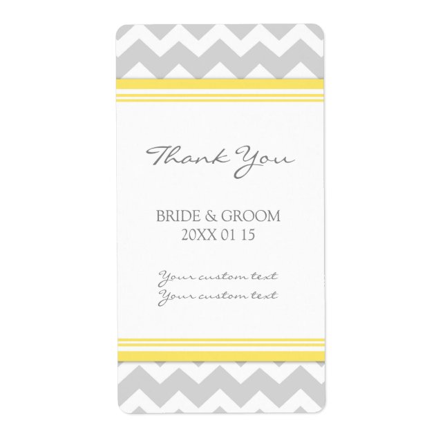 Gray Yellow Chevron Wedding Labels (Front)