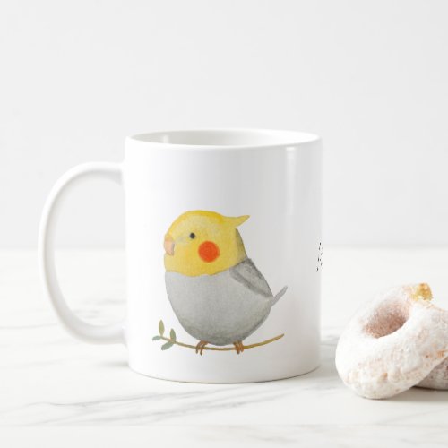 Gray Yellow Cockatiel Cute Pet Bird Custom name  Coffee Mug