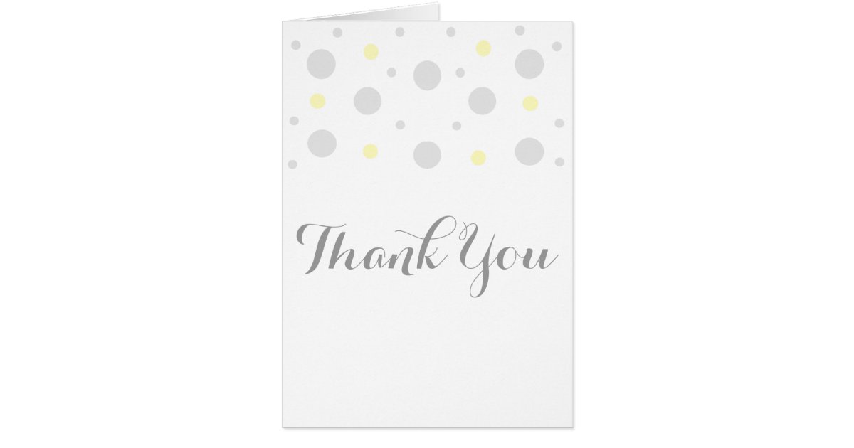 Gray Yellow Confetti Thank You Card Zazzle
