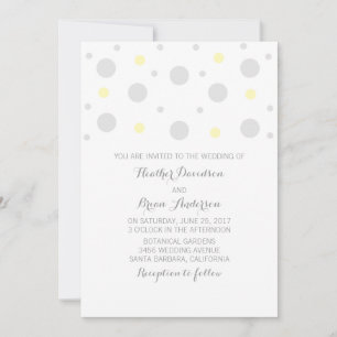Gray Yellow Confetti Wedding Invite