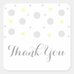 Gray Yellow Confetti Wedding Thank You Stickers