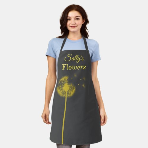 Gray  Yellow Dandelion Apron