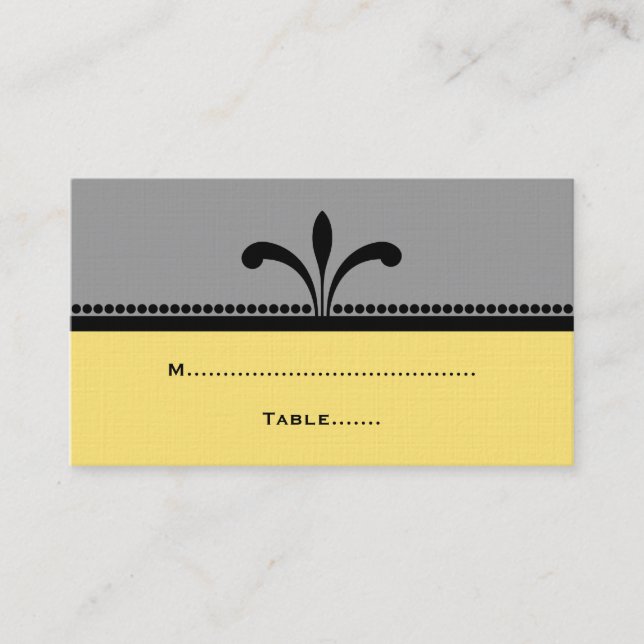 Gray/Yellow Fancy Art Deco Place Cards (Front)