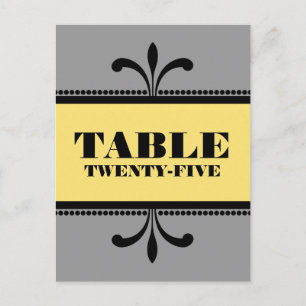 Gray/Yellow Fancy Art Deco Table Number Postcard