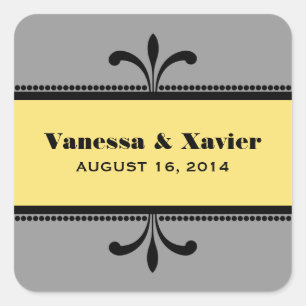 Gray/Yellow Fancy Art Deco Wedding Stickers