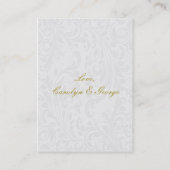 Gray Yellow  FAUX ribbon diamante buckle Wedding Business Card (Back)