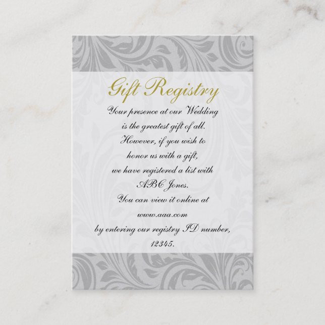 Gray Yellow  FAUX ribbon diamante buckle Wedding Business Card (Front)