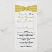 Gray Yellow  FAUX ribbon diamante buckle Wedding Program