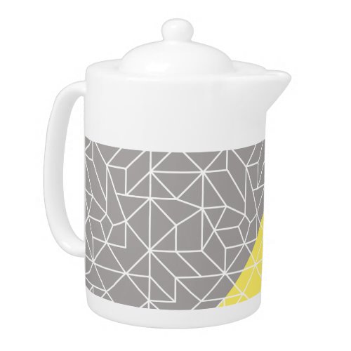 Gray  Yellow Geometric Medium Teapot