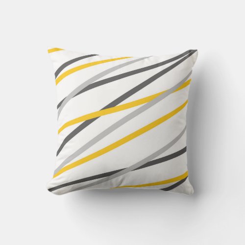 Gray Yellow Linear Abstract Throw Pillow