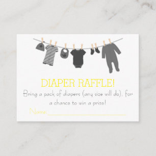Gray & Yellow Little Clothes Diaper Raffle Tickets Enclosure Card