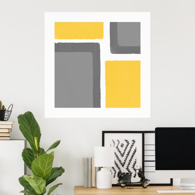 Gray Yellow Minimalist Color Block Poster (Home Office)