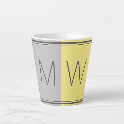 Gray Yellow  Modern  Motivational  MONOGRAM Latte Mug