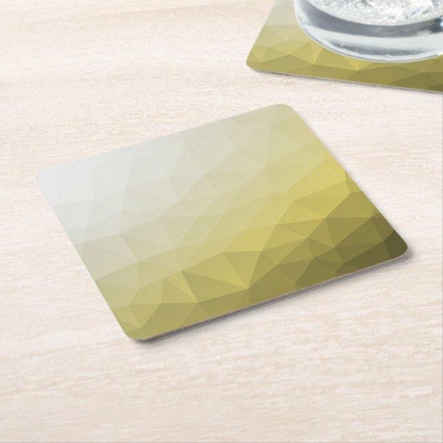 Gray Yellow ombre Mesh cool elegant Pattern Square Paper Coaster (Angled)