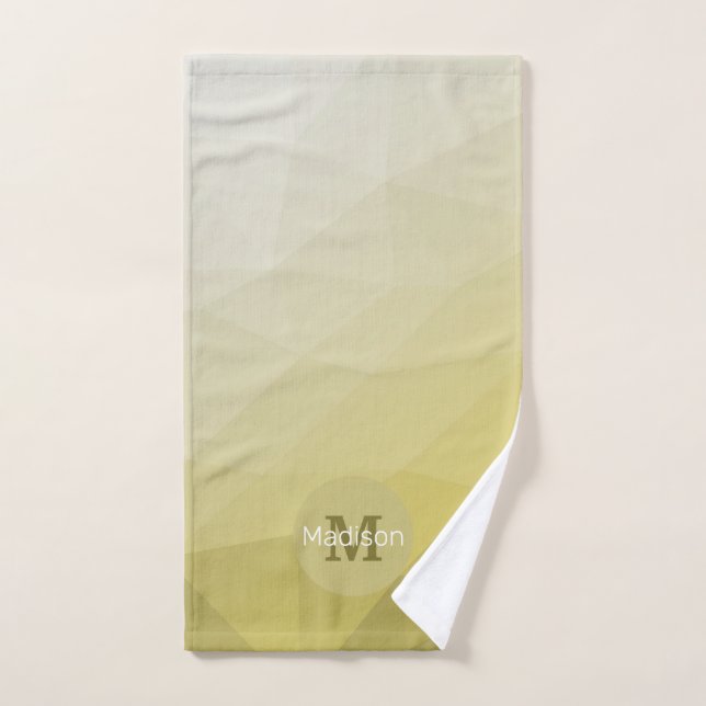 Gray Yellow ombre Mesh cool Pattern Monogram Bath Towel Set (Hand Towel)