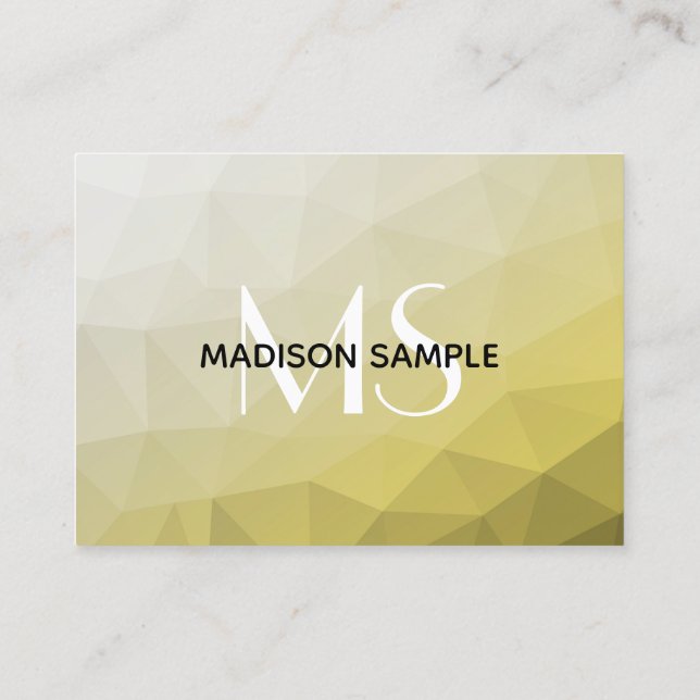 Gray Yellow ombre Mesh cool Pattern Monogram Business Card (Back)