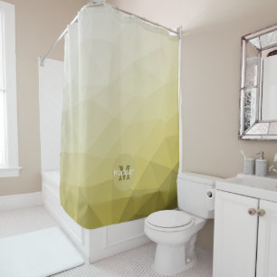 Gray Yellow ombre Mesh cool Pattern Monogram Shower Curtain