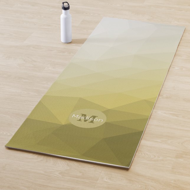 Gray Yellow ombre Mesh cool Pattern Monogram Yoga Mat (In Situ)