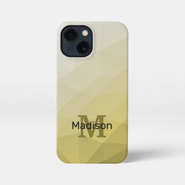 Gray Yellow ombre Mesh Pattern Monogram iPhone Case (Back)