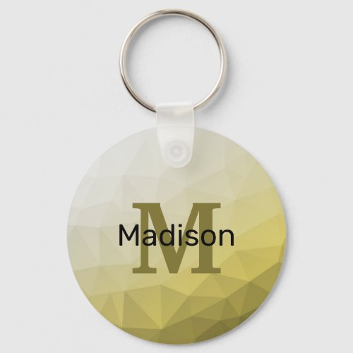 Gray Yellow ombre Mesh Pattern Monogram Keychain