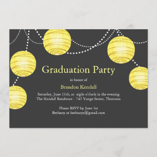 Gray & Yellow Party Lantern Graduation Invitation