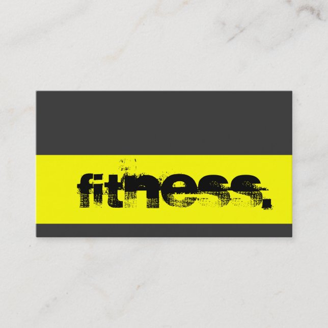 Gray Yellow Personal Trainer Fitness Business Card (Front)